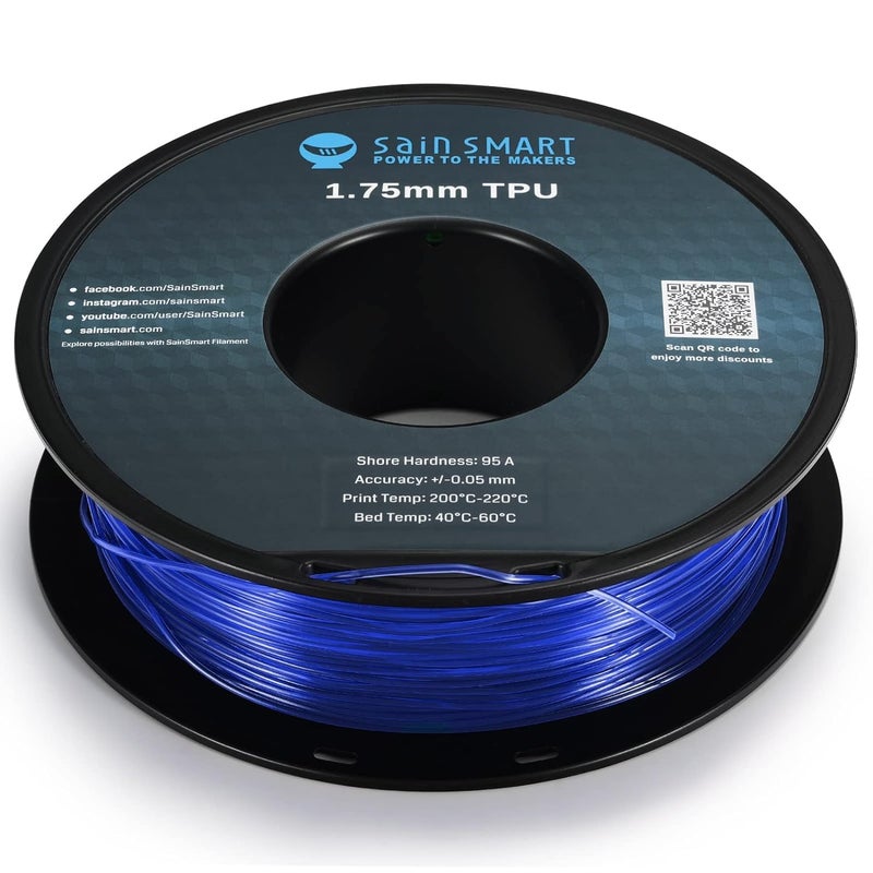 SainSmart - 101-90-161 Blue Flexible TPU 3D Printing Filament, 1.75 mm, 0.8 kg, Dimensional Accuracy +/- 0.05 mm - Image 4